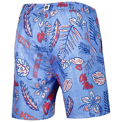 Men's Wes & Willy Powder Blue Ole Miss Rebels Vintage Floral Swim Trunks