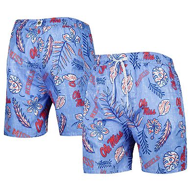 Men's Wes & Willy Powder Blue Ole Miss Rebels Vintage Floral Swim Trunks