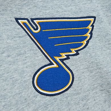 Men's Mitchell & Ness  Heather Gray St. Louis Blues Classic French Terry Pullover Hoodie