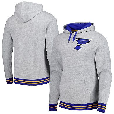 Men's Mitchell & Ness  Heather Gray St. Louis Blues Classic French Terry Pullover Hoodie