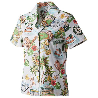 Women's Reyn Spooner White Oakland Athletics Scenic Camp Button-Up Shirt