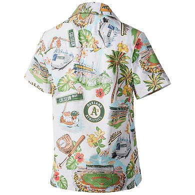 Women's Reyn Spooner White Oakland Athletics Scenic Camp Button-Up Shirt