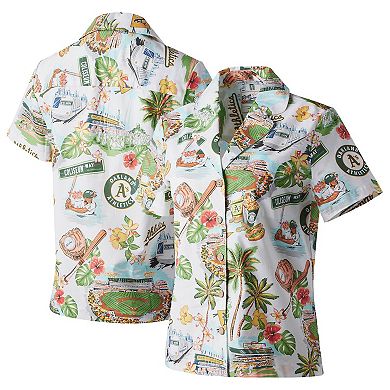 Women's Reyn Spooner White Oakland Athletics Scenic Camp Button-Up Shirt