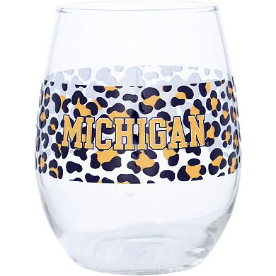 Michigan Wolverines 15oz. Leopard Stemless Glass