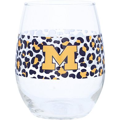 Michigan Wolverines 15oz. Leopard Stemless Glass