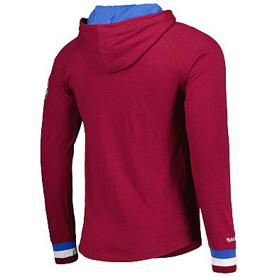 Men's Mitchell & Ness Burgundy Colorado Avalanche Legendary Slub Hoodie Long Sleeve T-Shirt