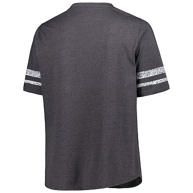 Women's Fanatics Branded Heather Charcoal Las Vegas Raiders Plus Size Lace-Up V-Neck T-Shirt