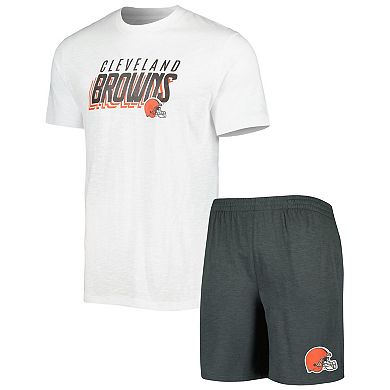 Men's Concepts Sport Charcoal/White Cleveland Browns Downfield T-Shirt & Shorts Sleep Set