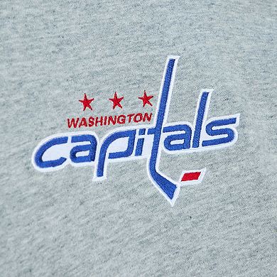 Men's Mitchell & Ness  Heather Gray Washington Capitals Classic French Terry Pullover Hoodie