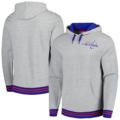 Men's Mitchell & Ness  Heather Gray Washington Capitals Classic French Terry Pullover Hoodie