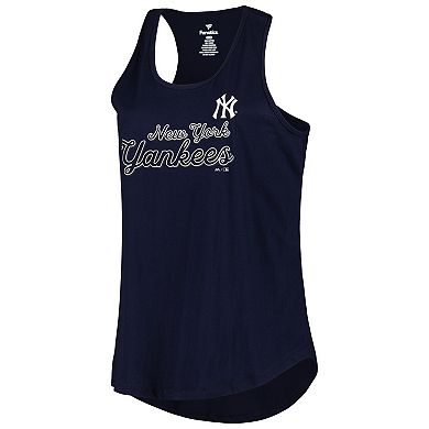 Women's Navy New York Yankees Plus Size Scoop Neck Racerback Tank Top