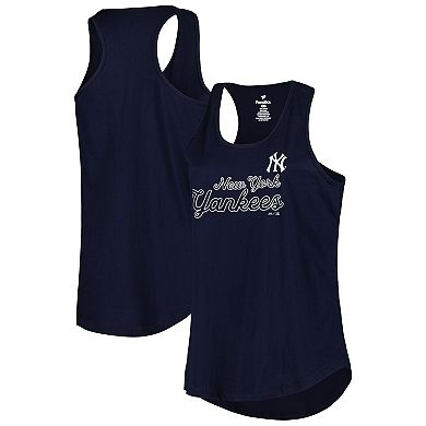 Women's Navy New York Yankees Plus Size Scoop Neck Racerback Tank Top