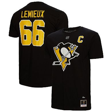 Men's Mitchell & Ness Mario Lemieux Black Pittsburgh Penguins Name & Number T-Shirt