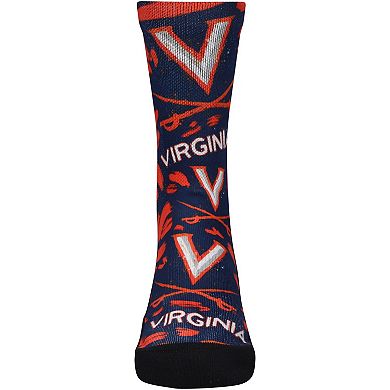 Youth Rock Em Socks Virginia Cavaliers Allover Logo & Paint Crew Socks