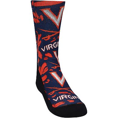 Youth Rock Em Socks Virginia Cavaliers Allover Logo & Paint Crew Socks