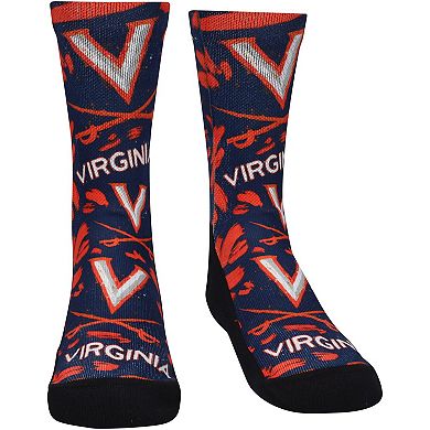 Youth Rock Em Socks Virginia Cavaliers Allover Logo & Paint Crew Socks