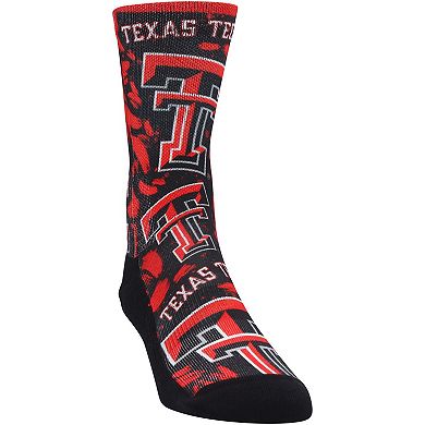 Unisex Rock Em Socks Texas Tech Red Raiders Allover Logo & Paint Crew Socks