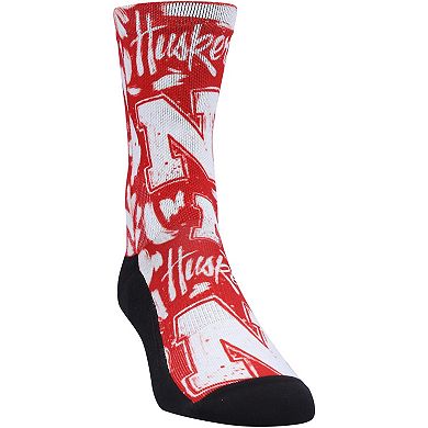 Unisex Rock Em Socks Nebraska Huskers Allover Logo & Paint Crew Socks