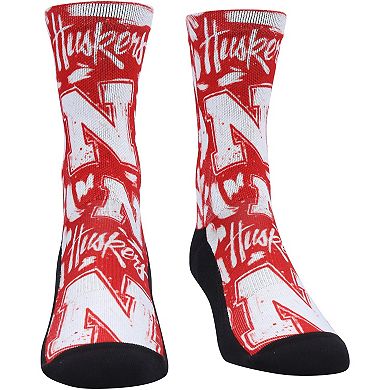 Unisex Rock Em Socks Nebraska Huskers Allover Logo & Paint Crew Socks