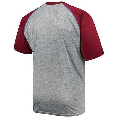 Men's Heather Gray Colorado Avalanche Big & Tall Logo Raglan T-Shirt