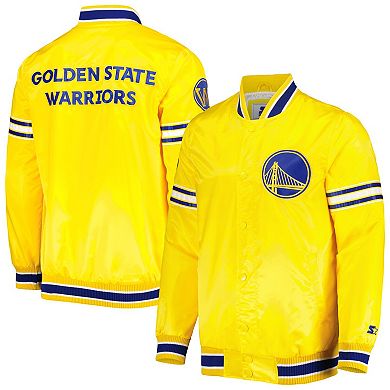 Men's Starter Gold Golden State Warriors Slider Satin Full-Snap Varsity Jacket