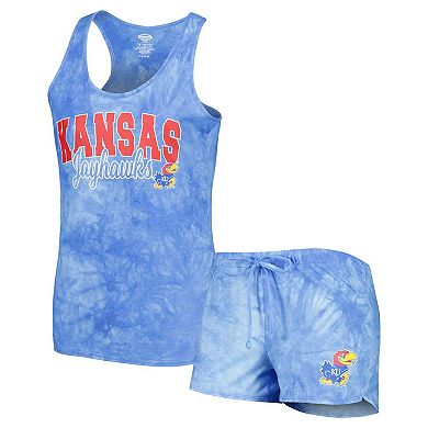 Women's Concepts Sport Royal Kansas Jayhawks Billboard Tie-Dye Tank Top and Shorts Sleep Set