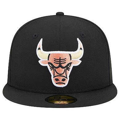 Men's New Era Black Chicago Bulls Floral Side 59FIFTY Fitted Hat