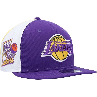 Men's New Era Purple Los Angeles Lakers Pop Panels 9FIFTY Snapback Hat