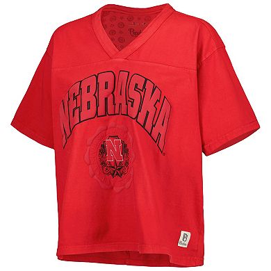 Women's Pressbox Scarlet Nebraska Huskers Sycamore Edith Waist-Length V-Neck T-Shirt