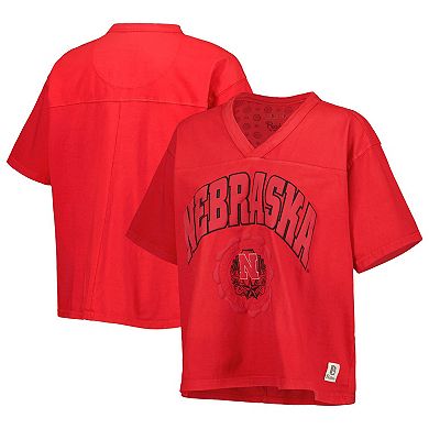 Women's Pressbox Scarlet Nebraska Huskers Sycamore Edith Waist-Length V-Neck T-Shirt