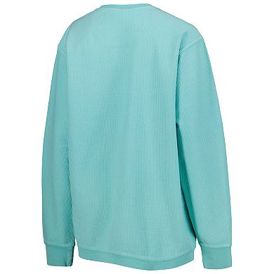 Women's Pressbox Mint Michigan Wolverines Comfy Cord Bar Print Pullover Sweatshirt