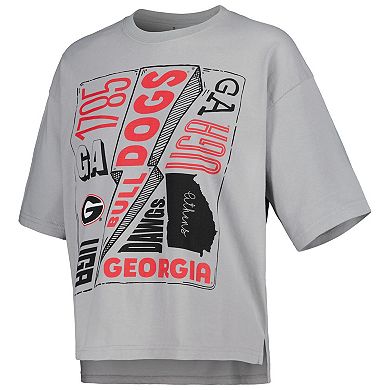 Women's Pressbox Silver Georgia Bulldogs Rock & Roll School of Rock T-Shirt