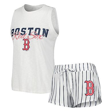 Women's Concepts Sport White Boston Red Sox Reel Pinstripe Tank Top & Shorts Sleep Set