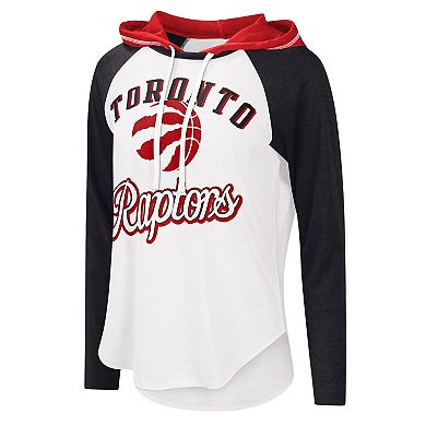 Women's G-III 4Her by Carl Banks White Toronto Raptors MVP Raglan Hoodie Long Sleeve T-Shirt
