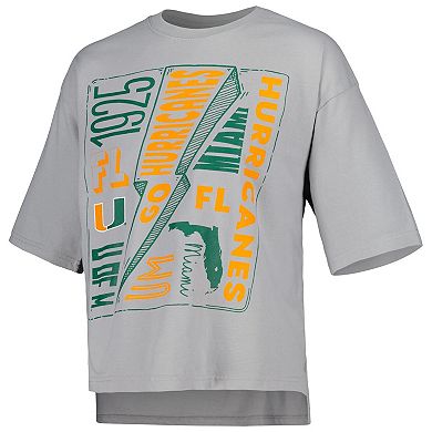 Women's Pressbox Silver Miami Hurricanes Rock & Roll School of Rock T-Shirt