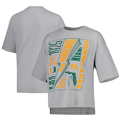 Women's Pressbox Silver Miami Hurricanes Rock & Roll School of Rock T-Shirt