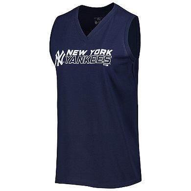 Women's Levelwear  Navy New York Yankees Paisley Chase V-Neck Tank Top