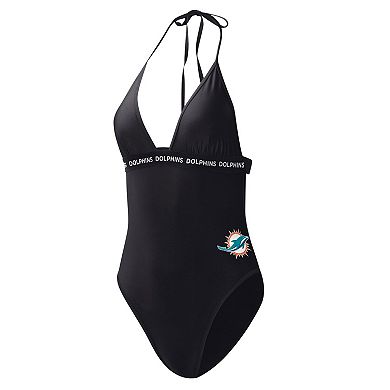 Women's G-III 4Her by Carl Banks Black Miami Dolphins Full Count One-Piece Swimsuit