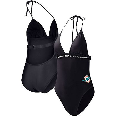 Women's G-III 4Her by Carl Banks Black Miami Dolphins Full Count One-Piece Swimsuit