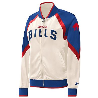 Women's Starter White/Royal Buffalo Bills Overtime Raglan Full-Zip Track Jacket