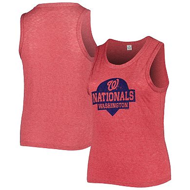 Women's Soft as a Grape Red Washington Nationals Plus Size High Neck Tri-Blend Tank Top