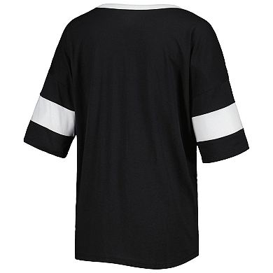 Women's Champion Black Wake Forest Demon Deacons Jumbo Arch Striped Half-Sleeve T-Shirt