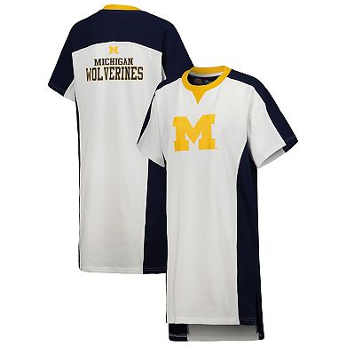Women's G-III 4Her by Carl Banks White Michigan Wolverines Home Run T-Shirt Dress