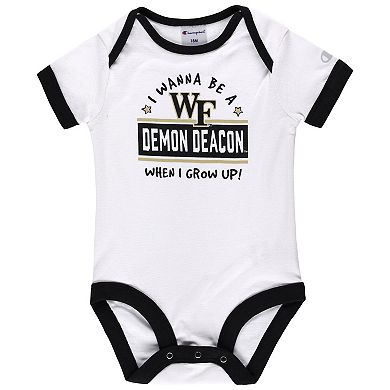 Infant Champion Black/Heather Gray Wake Forest Demon Deacons I Wanna Be Three-Pack Bodysuit Set