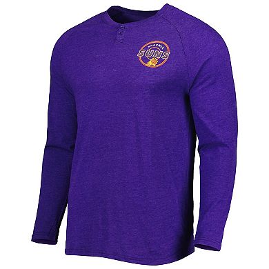 Men's Concepts Sport Heathered Purple Phoenix Suns Left Chest Henley Raglan Long Sleeve T-Shirt