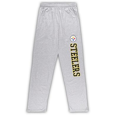 Men's Concepts Sport Black/Heather Gray Pittsburgh Steelers Big & Tall T-Shirt & Pants Sleep Set