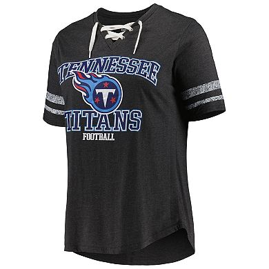Women's Fanatics Branded Heather Charcoal Tennessee Titans Plus Size Lace-Up V-Neck T-Shirt