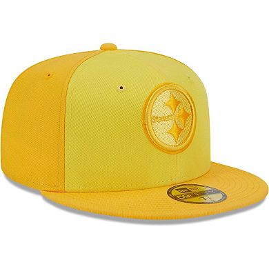 Men's New Era  Gold Pittsburgh Steelers Tri-Tone 59FIFTY Fitted Hat