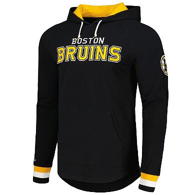 Men's Mitchell & Ness Black Boston Bruins Legendary Slub Hoodie Long Sleeve T-Shirt