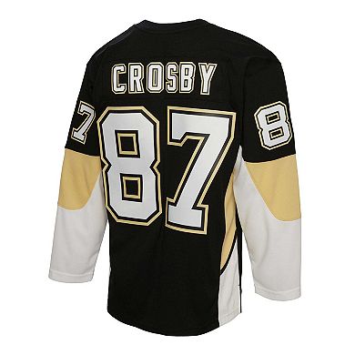 Men's Mitchell & Ness Sidney Crosby Black Pittsburgh Penguins Big & Tall 2008 Captain Patch Blue Line Player Jersey
